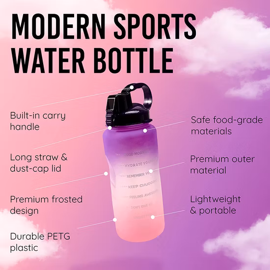 2023 nouveautés produits 2L 2000ml bouteille d'eau en plastique 3 pièces par ensemble dégradé avec rappel à boire